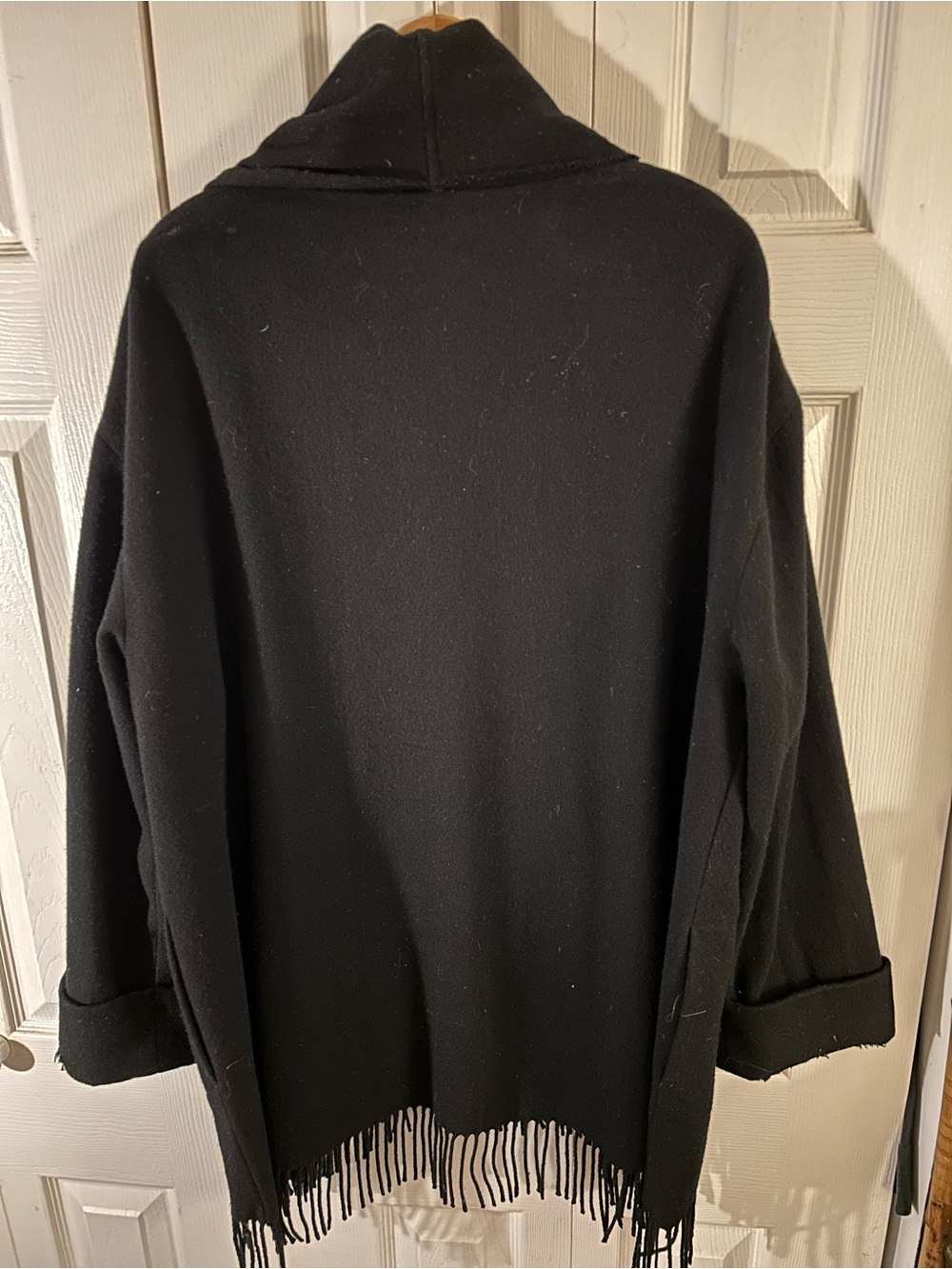 Jaeger Black Fringe Hem Open Cardigan Jacket